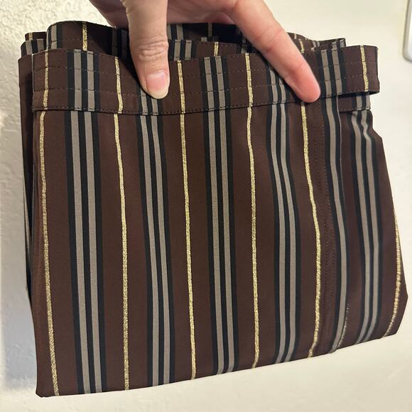 Vintage Burberry Wrap Skirt w/ Side Tie Chocolate Striped size L - Picture 3 of 12